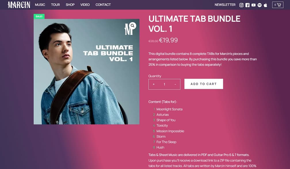 strona internetowa dla muzyka